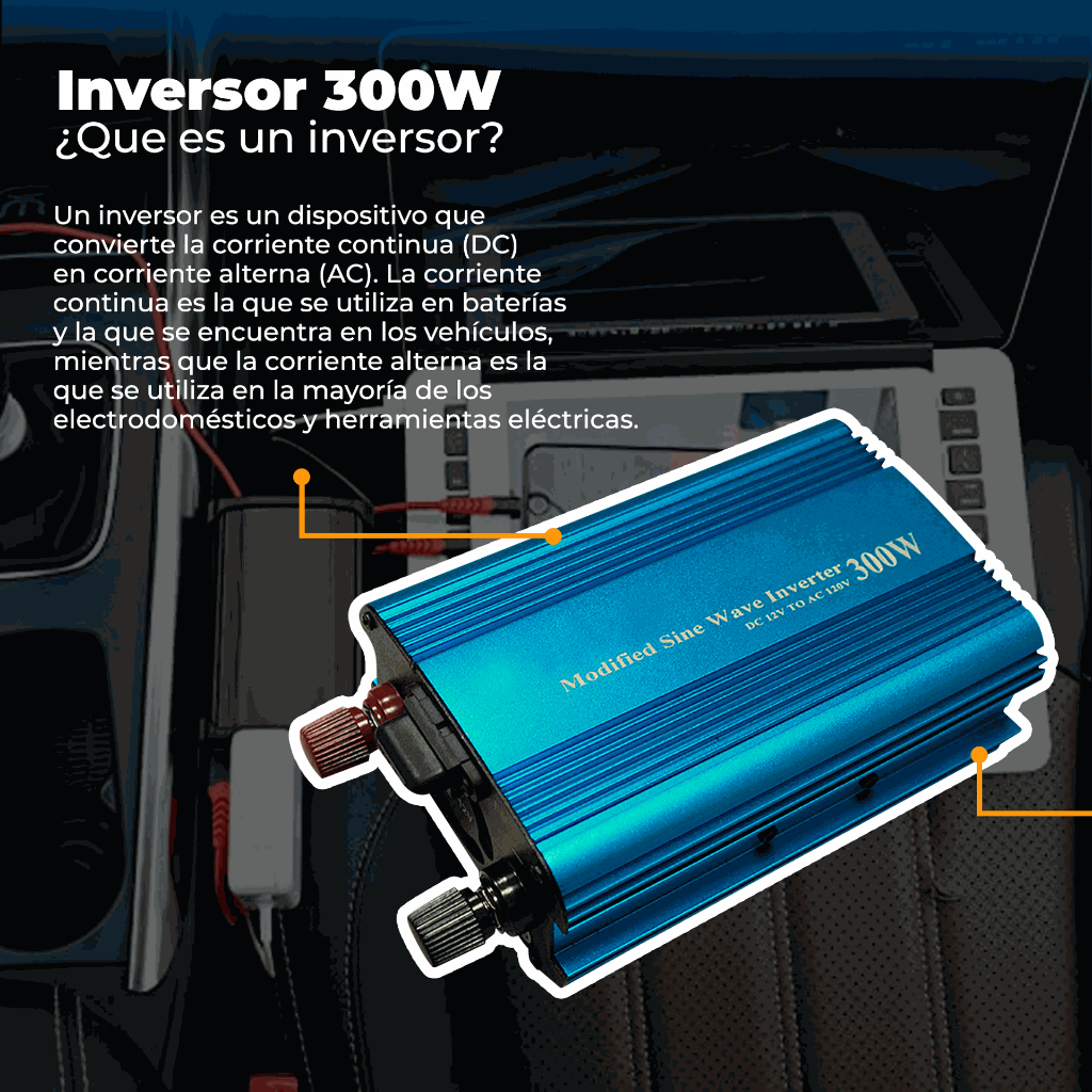 Comprar INVERSOR 12V a 220V - 300W ONDA MODIFICADA Online - Sonicolor