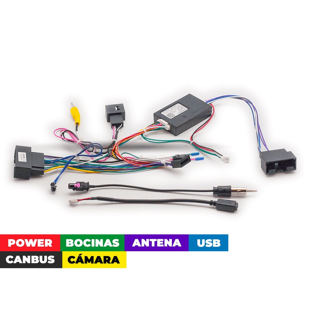 ARNES PARA RADIO FORD ECOSPORT 2013-17; EDGE 15-2019; EVEREST 2016+; FOCUS 2011-18; KA 2014-21; KUGA 2012-18; MONDEO 2013-19; S-MAX 2015+; TAURUS 2018+; TURNEO 2016+/ POWER+ SPEAKERS+ ANTENA+ WHEEL+ RCA+ CAMARA+ USB+ CANBUS