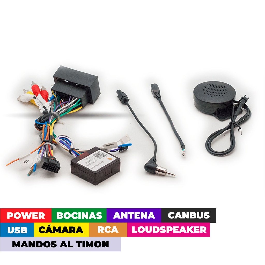 ARNES PARA RADIO JEEP GRAND CHEROKEE 2014-2019; WRANGLER JL 2018-2019/ DODGE DURANGO 2014-2019; RAM 1500 2014-2018/ POWER+ SPEAKERS+ ANTENA+ WHEEL+ CAMARA+ RCA+ USB+ LOUNDSPEAKER+ CANBUS