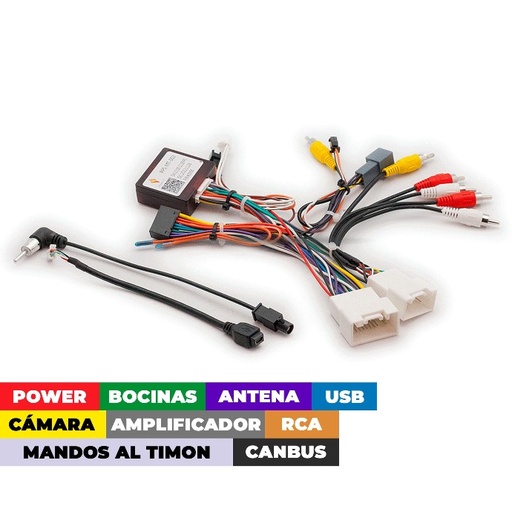 [16-212] Arnes para Radio Mitsubishi 2014+modelos selectivos (Alimentación + Altavoces + Cámara 360 + USB + RCA + Volante + AMP + CANBUS RP5-MT-002)