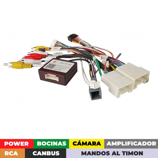 [16-212] Arnes para Radio Mitsubishi 2014+modelos selectivos (Alimentación + Altavoces + Cámara 360 + USB + RCA + Volante + AMP + CANBUS RP5-MT-002)