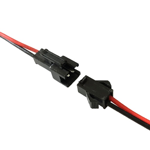 [JST SM] CONECTOR DE BOCINA 20CM CALIBRE 22 PAR CONECTOR JST-SM DE 2 PINES MACHO – HEMBRA CON CABLE DE 30CM