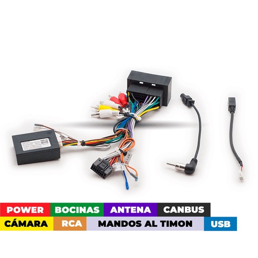 [16-309] ARNES PARA RADIO JEEP CHEROKEE 2015+2022+; COMPASS 2016+; RENEGATE 2016+2019+; GRAND COMMANDER 2019+; WRANGLER 2019+/ POWER+ SPEAKERS+ ANTENA+ WHEEL+ CAMARA+ USB+ RCA+ CANBUS