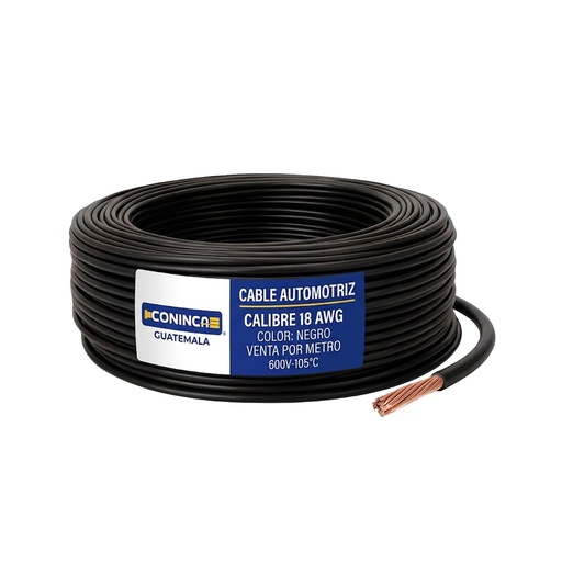 [AUT-18N] CABLE AUTOMOTRIZ CALIBRE 18 NEGRO (METRO)